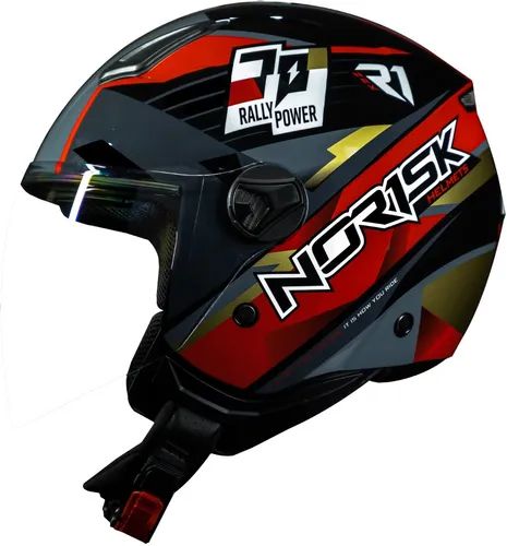 Capacete Norisk aberto Orion R1 preto Vermelho e Dourado