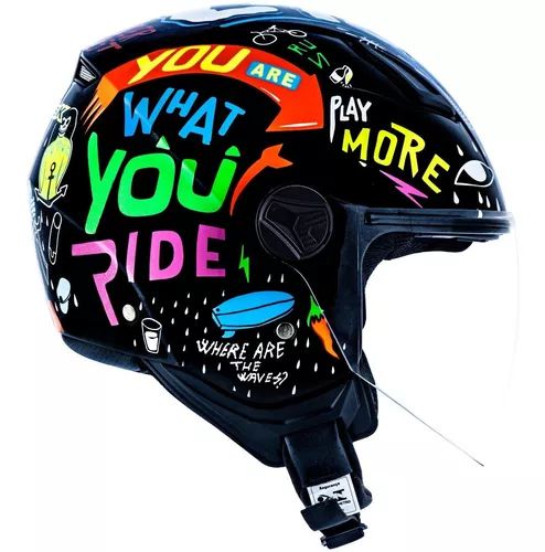 Capacete Aberto Moto Norisk Orion Free Black Preto Azul
