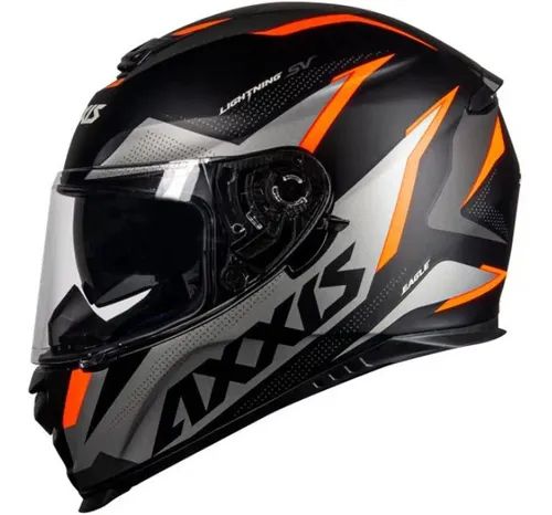 CAPACETE AXXIS EAGLE SV LIGHTNING MATT BLACK/ORANGE/GREY
