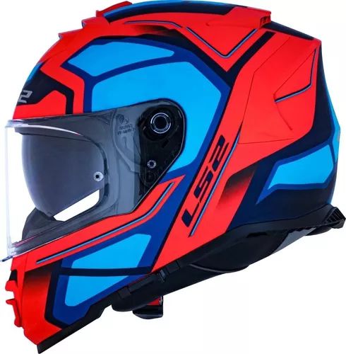 Capacete Ls2 Ff800 Storm Faster Laranja Fluor Fosco Com Azul