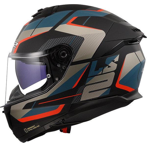 Capacete Ls2 Stream II FF808 Road Preto Fosco Azul