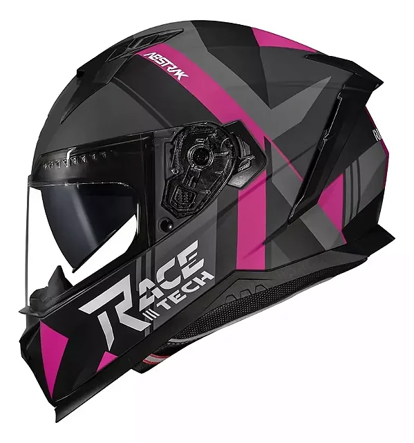 Capacete Race Tech Volt Abstrak Preto Fosco Rosa