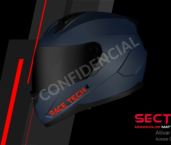 Capacete Race Tech Sector Preto Fosco Azul