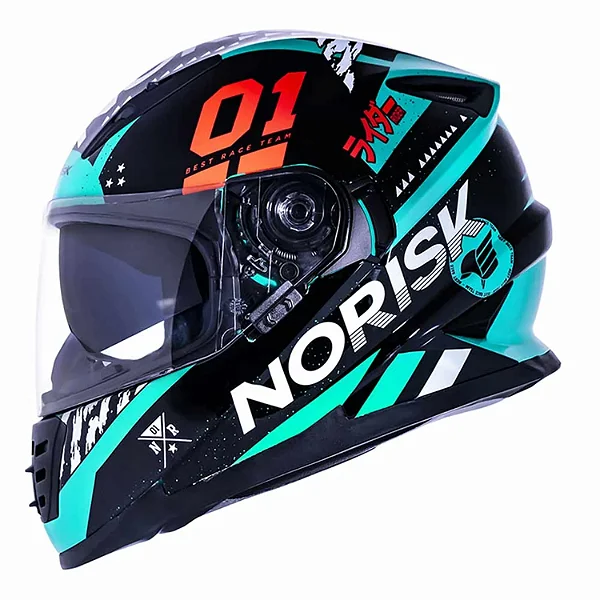 Capacete Norisk Ff302 Tokyo Preto Branco Verde