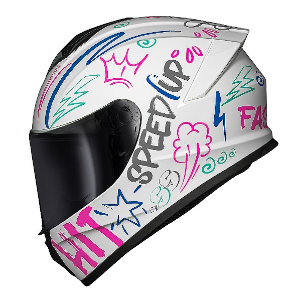 Capacete Race Tech Hit Faster Branco e Rosa