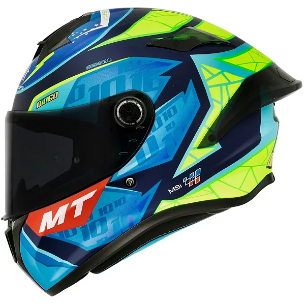 Capacete MT Targo S Diogo Moreira 2023 C7 - Azul/Verde Fosco