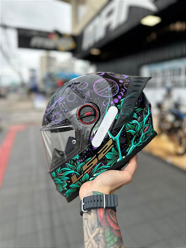 Capacete Ls2 FF358 Pro Moon Preto Roxo