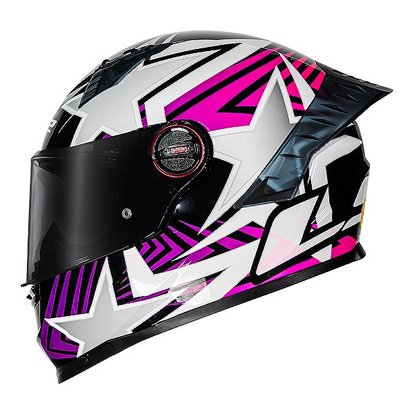 Capacete LS2 FF358 Pro Estellar Preto Roxo e Rosa