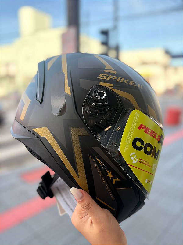 Capacete Spike 2 1ST Preto Fosco Dourado