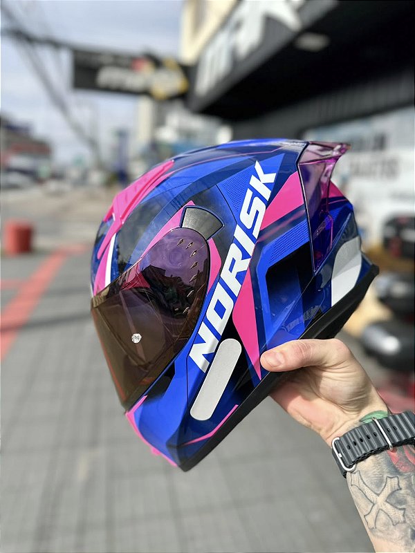 Capacete Norisk Flow Pulse Rosa Azul