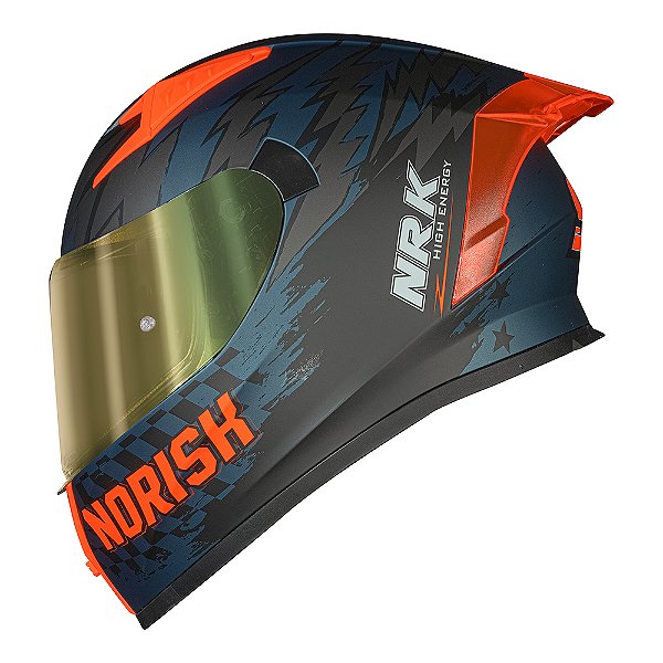 Capacete Norisk Flow Daytona Azul Fosco Laranja