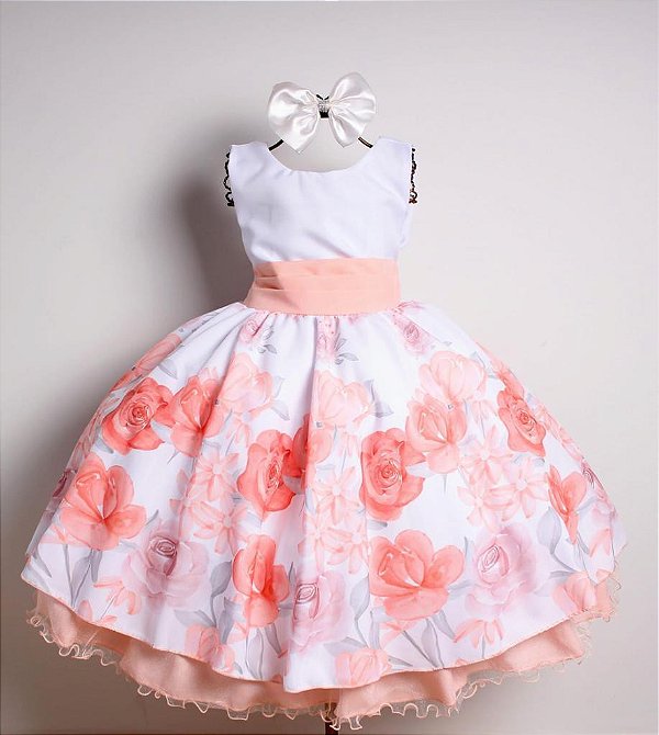 Vestido Salmão Floral