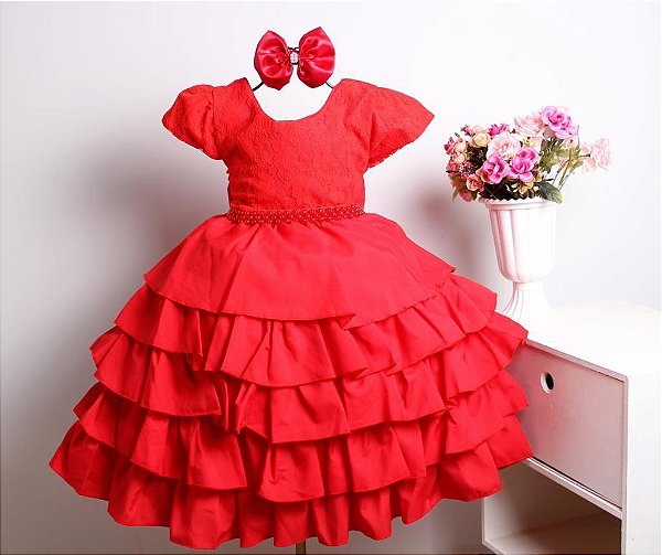 Vestido Vermelho /Babado