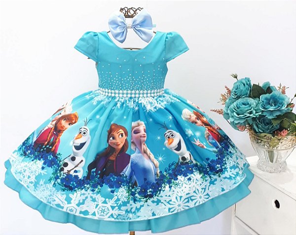 Vestido Infantil Frozen Luxo / Temático