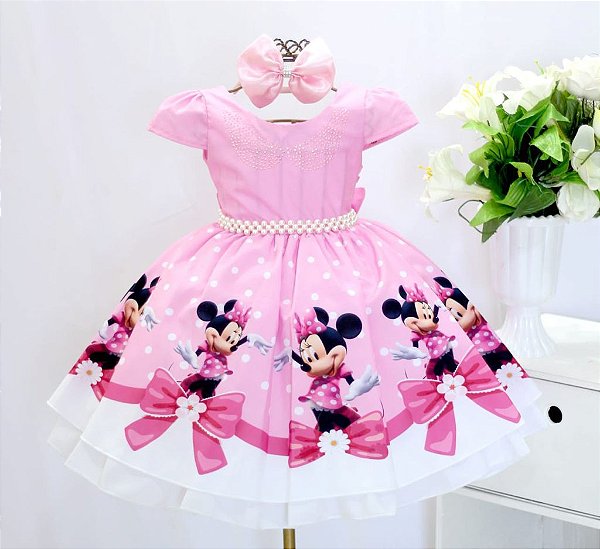 Vestido Minnie Rosa Luxo