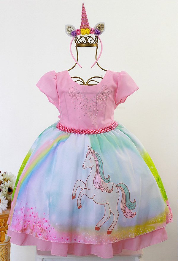 Vestido Unicórnio Rosa