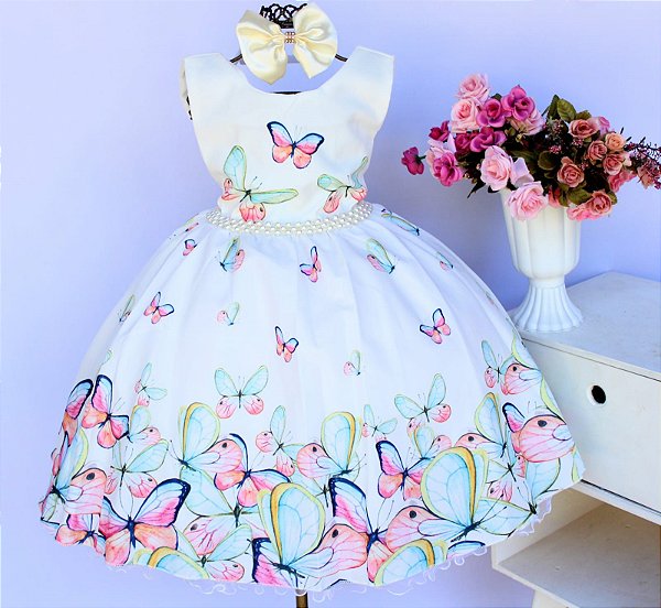 Vestido Borboleta Creme