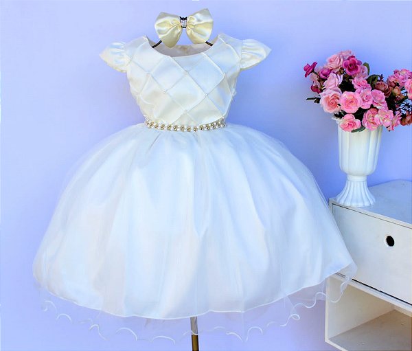 Vestido Creme / Perolas