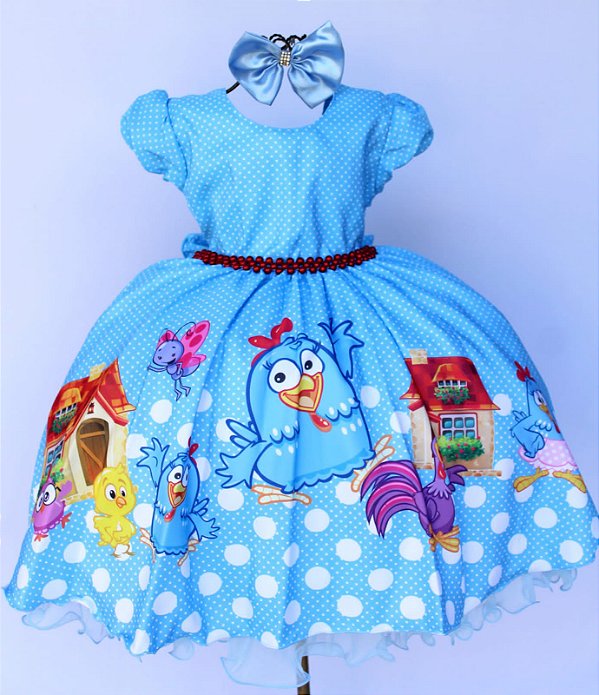 Vestido Galinha Pintadinha Azul