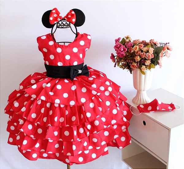 Vestido Minnie Vermelho Babado