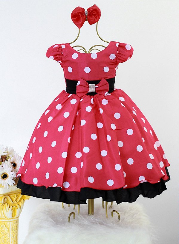 Vestido Minnie Vermelho Poá