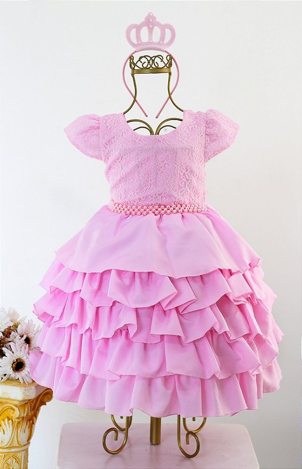 Vestido Rosa Babado