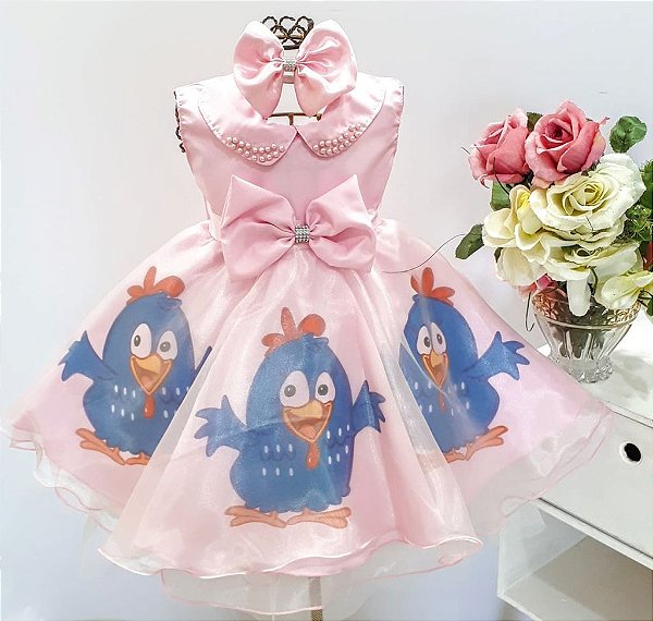 Vestido Rosa Galinha Pintadinha