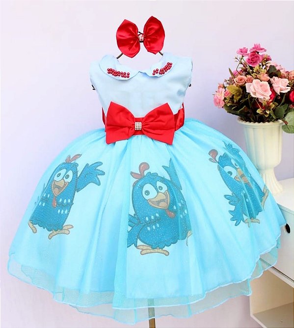 Vestido Infantil Cinderela Azul Brilho Festas Princesa