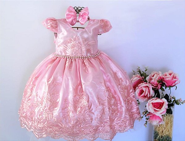 Vestido Rendado Rosa