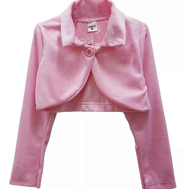 Bolero Casaquinho Infantil Plush Rosa