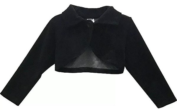 Bolero Casaquinho Infantil Plush Preto