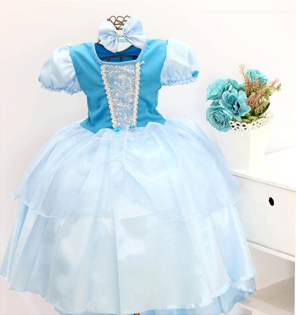 Vestido Fantasia Cinderela Azul / Temático
