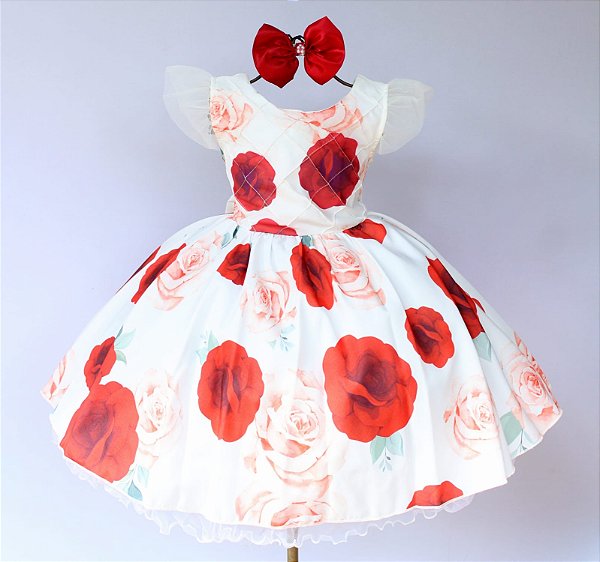 Vestido Vermelho Floral