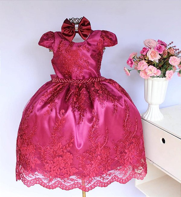 Vestido Rendado Marsala