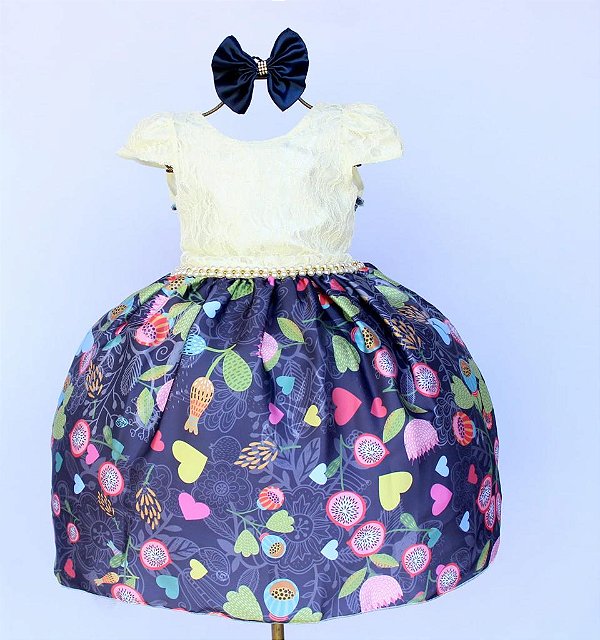 Vestido Estampado Creme / Índigo