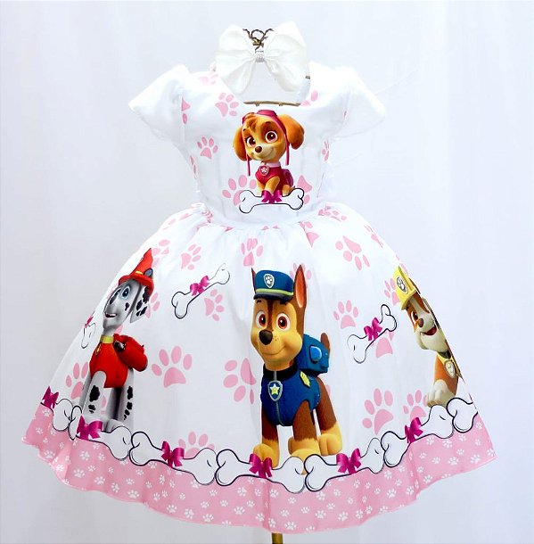 Vestido Branco Patrulha Canina