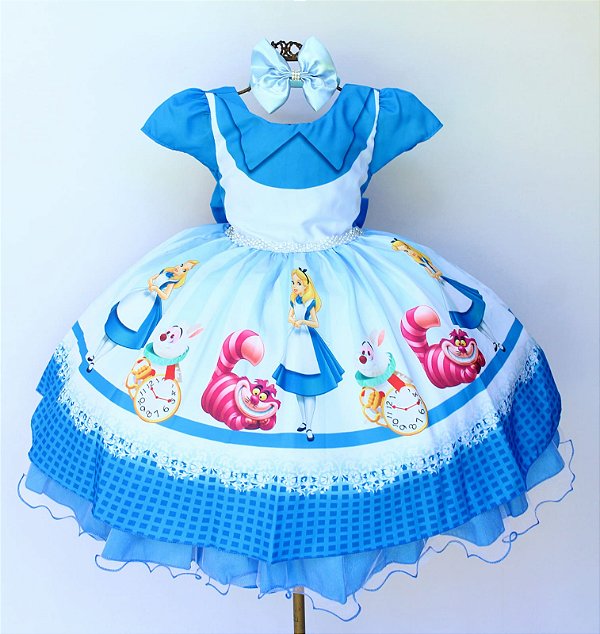 Vestido Infantil Alice No Pais Das Maravilhas Festa Aniversario - Pingo de  Gente Baby Kids