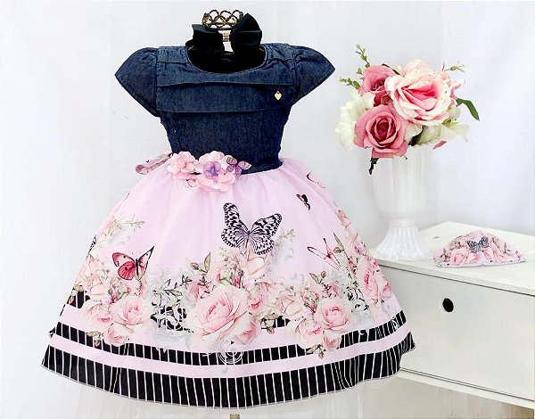 Vestido Borboleta Jeans