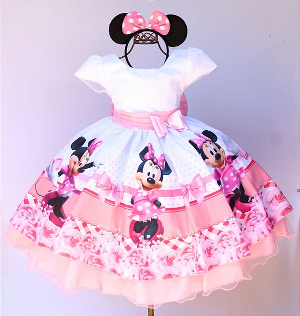 Vestido Minnie Rosa Laços