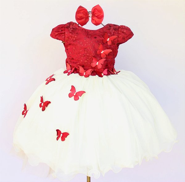 Vestido Borboleta Vermelho / off