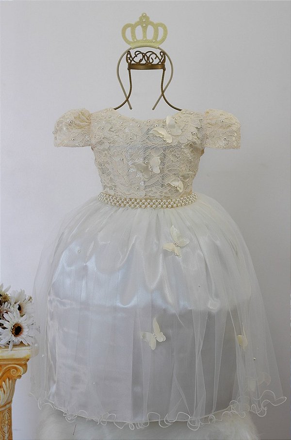 Vestido Creme Borboleta