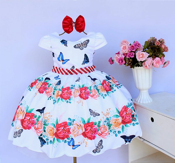 Vestido Floral Borboletas Jardim Encantado