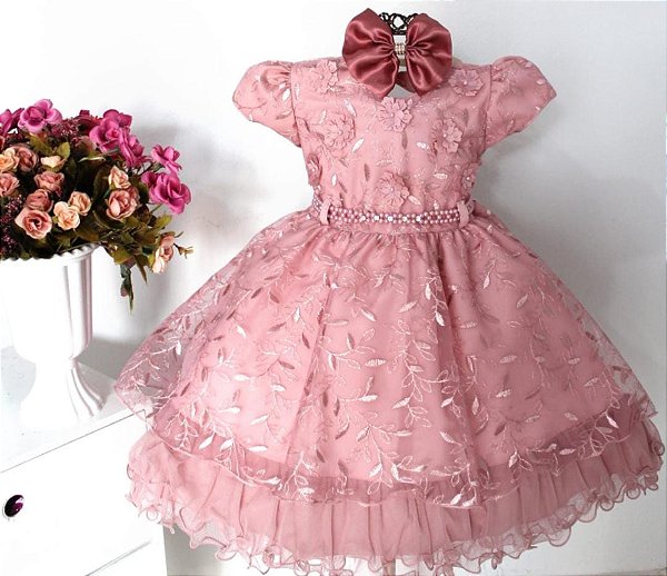 Vestido Festa Luxo Rose