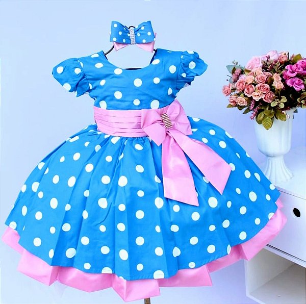 Vestido Festa Galinha Luxo Azul