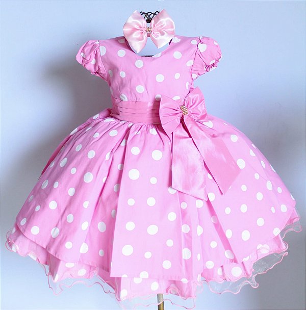 Minnie Rosa Poá Laço Luxo