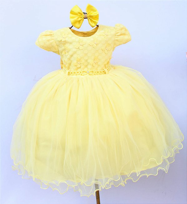 Vestido Amerelo Borboletas No Peito