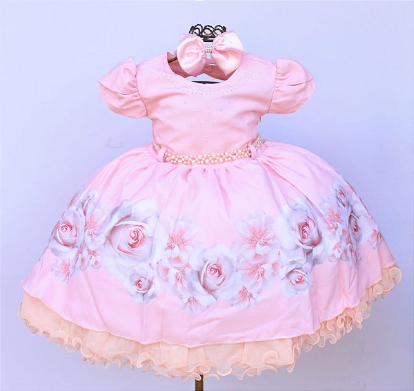 Vestido Salmão Flores