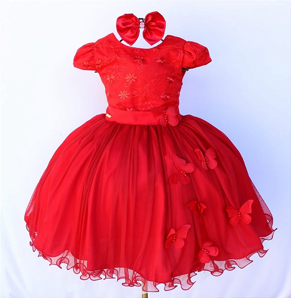 Vestido Vermelho borboleta