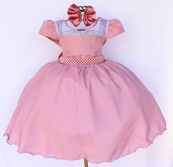 Vestido Rose Cinto Perolas