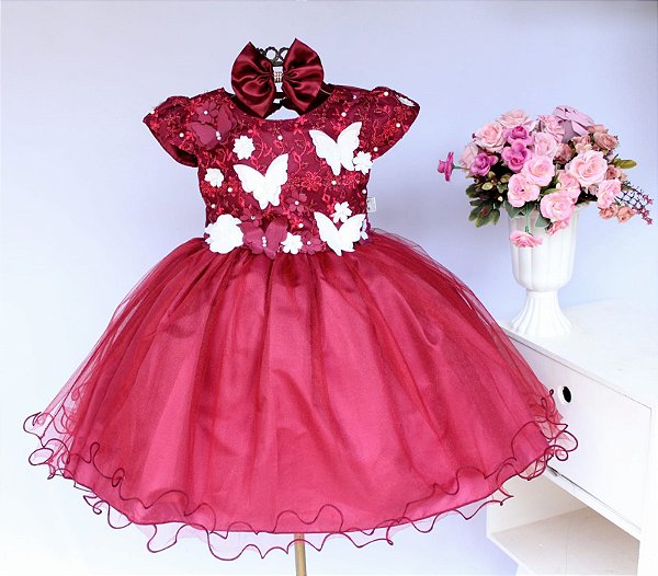 Vestido Marsala Borboleta